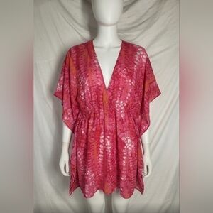 Lindsay Phillips Spring Floral Angel Wing Swim CoverUp Beach Dress Size Sm/Med